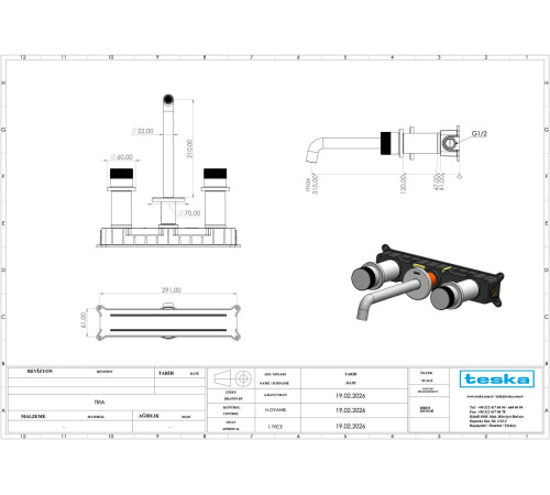 Смеситель Teska Tria E5216 хром