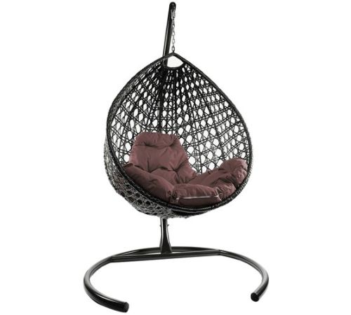 Подвесное кресло M-Group Капля Люкс 11030205 коричневый ротанг/коричневая подушка
