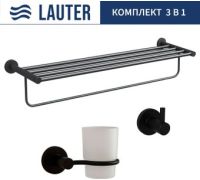 Набор аксессуаров для ванной Lauter 21TS20116 + 21T2010 + 21TS2012 Matt Black, 3 предмета