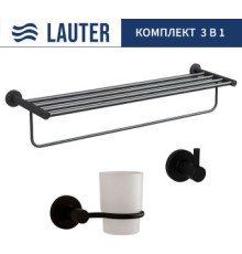 Набор аксессуаров для ванной Lauter 21TS20116 + 21T2010 + 21TS2012 Matt Black, 3 предмета