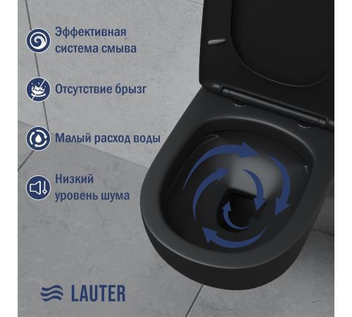Унитаз подвесной Lauter Sulzdorf + GROHE Solido 38811KF0 + панель GROHE 37131000 черный с микролифтом