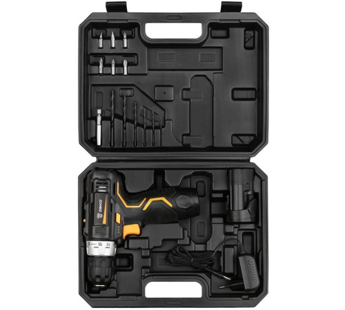 Дрель-шуруповерт Deko GCD12DU3 SET 4 063-4140 с 2-мя АКБ, кейс, набор оснастки