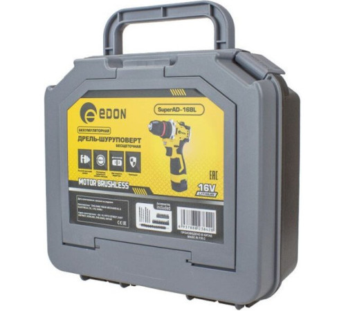 Дрель-шуруповерт Edon Super AD-16BL с 2-мя АКБ, кейс