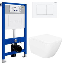 Унитаз подвесной Lauter Nuremberg 21811 + 21901001 белый, с кнопкой смыва 219702J белый