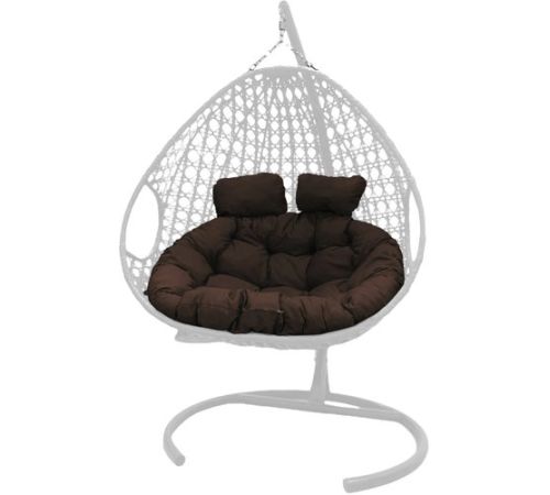 Подвесное кресло M-Group Для двоих Люкс 11510105 белый ротанг/коричневая подушка