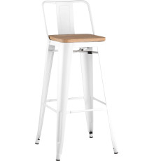 Стул Stool Group Tolix Wood со спинкой YD-H675E-W LG-02 белый глянцевый/светлое дерево