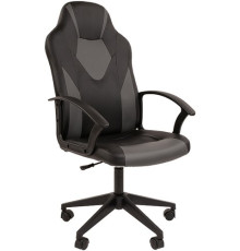 Игровое геймерское кресло CHAIRMAN Стандарт СТ-17 Гейм экопремиум, черный/серый