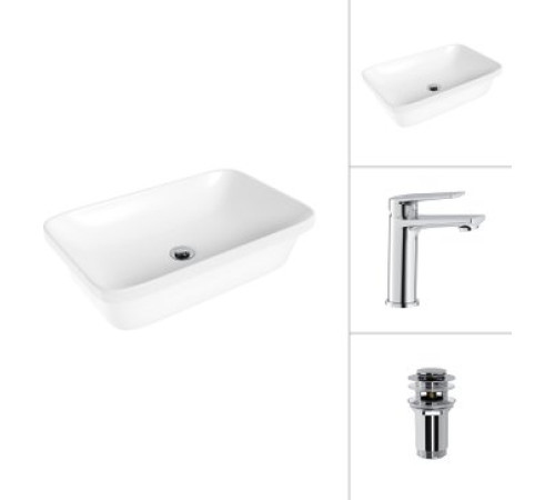 Умывальник Lauter 21370 + Sky 21CK533C с донным клапаном 21190CH хром