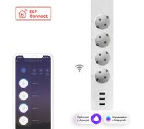 Умный удлинитель EKF Connect PRO Wi-Fi c USB RCE-2-WF