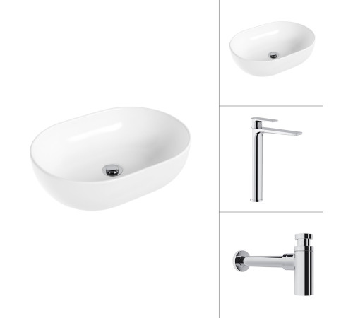 Умывальник Lauter 21836A + Reef 21CK8678C с сифоном 21635CH хром