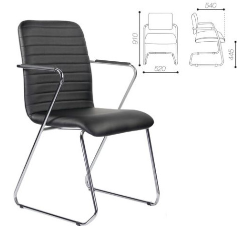 Кресло Brabix Visit CF-101 хром/экокожа черный
