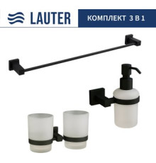 Набор аксессуаров для ванной Lauter 21SH6082 + 21SH6172 + 21SH6012 Matt Black, 3 предмета
