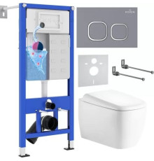 Унитаз подвесной Roxen Martin в комплекте с инсталляцией StounFix Dual Fresh 6 в 1 968519 кнопка: серый бетон