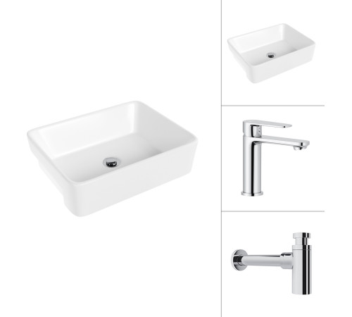 Умывальник Lauter 21675 + Moon 21СK691C с сифоном 21635CH хром