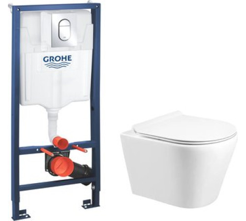 Унитаз подвесной Grado GD-W201T + GROHE Rapid SL 39504000 с кнопкой смыва