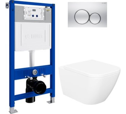 Унитаз подвесной Lauter Nuremberg 21811 + 21901001 белый, с кнопкой смыва 219703E сатин