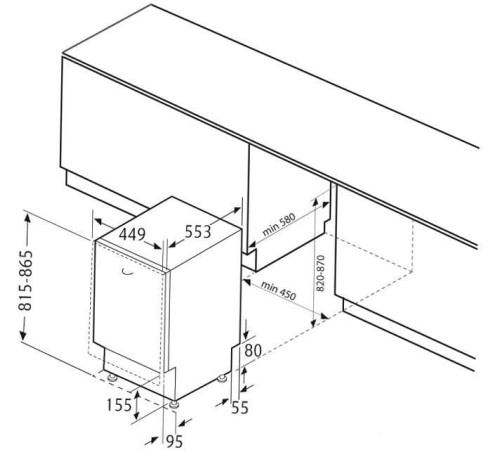 Встраиваемая посудомоечная машина Krona KASKATA 45 BI