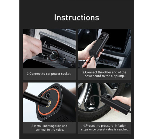 Автомобильный компрессор Baseus Super Mini Inflator Pump CRCQ000001