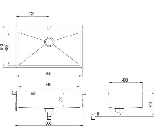Кухонная мойка ZorG ZRE 7951 графит