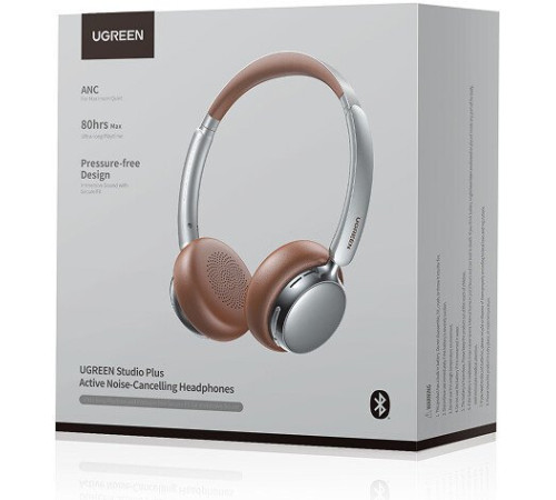 Наушники Ugreen Studio Plus HP207 серебристый/коричневый