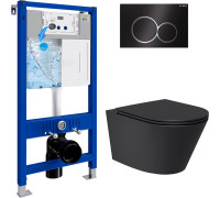 Унитаз подвесной Lauter Longer 2110822 + 21901002 кнопка круглая, черный/черный