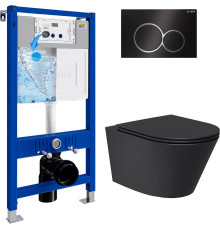 Унитаз подвесной Lauter Longer 2110822 + 21901002 кнопка круглая, черный/черный