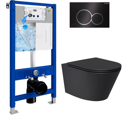 Унитаз подвесной Lauter Longer 2110822 + 21901002 кнопка круглая, черный/черный