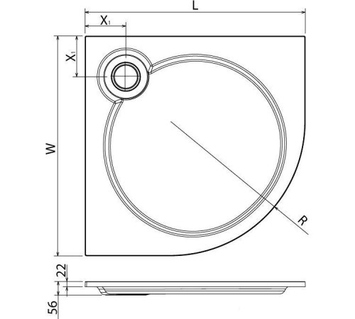 Душевой поддон Cezares 90x90 TRAY-S-R-90-550-56-W белый