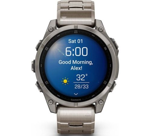 Умные часы Garmin Fenix 8 Sapphire, Titanium 47мм светло-серый, титановый ремешок