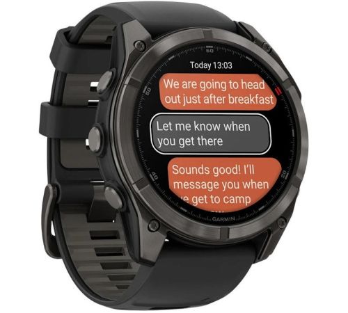 Умные часы Garmin Fenix 8 Pro 51 мм серый, черный силиконовый ремешок