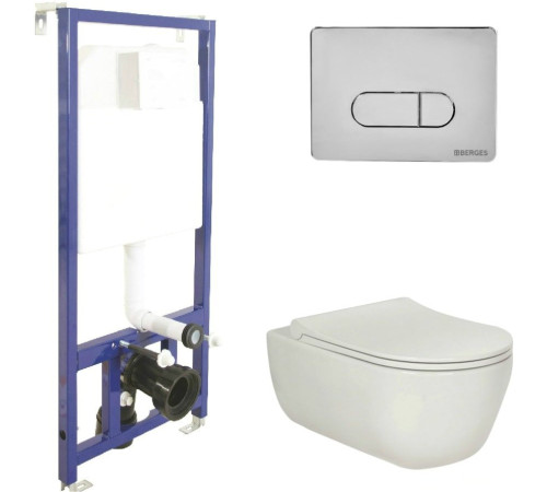 Унитаз подвесной Berges Wasserhaus Ego XL Rimless + Toma Slim SO + Novum525 + D3 043201