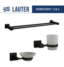 Набор аксессуаров для ванной Lauter 21SH6062 + 21SH6052 + 21SH6022 Matt Black, 3 предмета