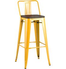 Стул Stool Group Tolix со спинкой YD-H765E-W LG-06 желтый глянцевый/темное дерево