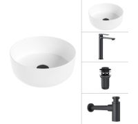Умывальник Lauter 21499-31 + Moon 21СК8691BS + сифон 21635B + дон.клапан 21190B черный матовый