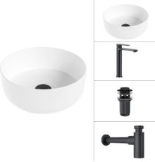 Умывальник Lauter 21499-31 + Moon 21СК8691BS + сифон 21635B + дон.клапан 21190B черный матовый