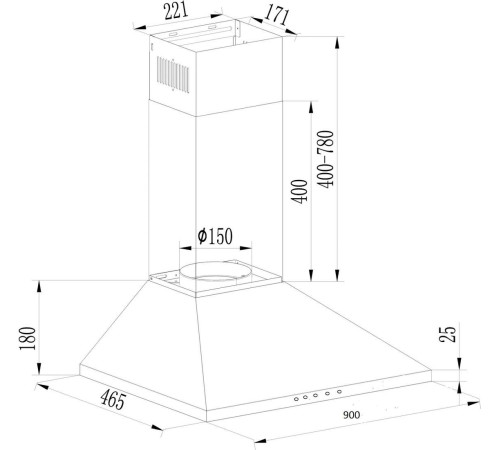 Кухонная вытяжка Schtoff V3-T900 X нержавеющая сталь