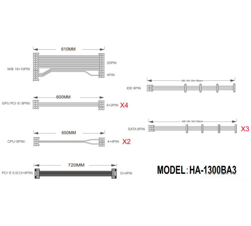 Блок питания 1stPlayer NGDP Platinum 1300W HA-1300BA3-WH