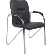 Офисный стул AksHome Samba Aks-1 Pegasso темно-серый/подлокотники дерево темное