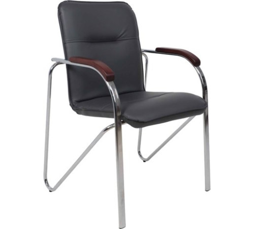 Офисный стул AksHome Samba Aks-1 Pegasso темно-серый/подлокотники дерево темное