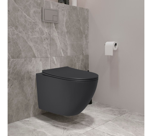 Унитаз подвесной Lauter Augsburg с жестким сиденьем Soft Close 21109EC черный матовый, скрытое крепление