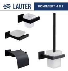 Набор аксессуаров для ванной Lauter 21SH71062 + 21SH71052 + 21SH71102 + 21SH71112 Matt Black, 4 предмета