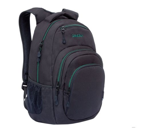 Школьный рюкзак Grizzly RQ-003-31 черный/бирюзовый