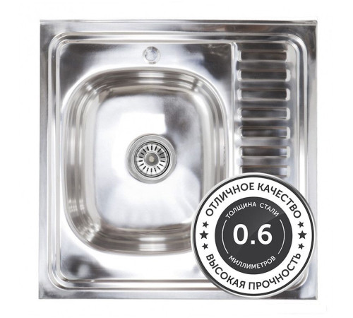 Кухонная мойка AKS Накладная 60x60 левая полированная