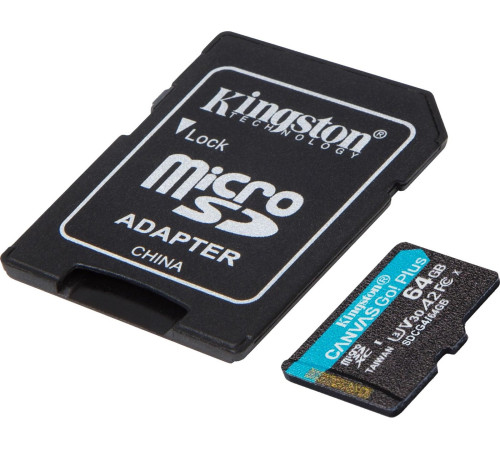 Карта памяти Kingston Canvas Go! microSDXC 64GB SDCG4/64GB с адаптером