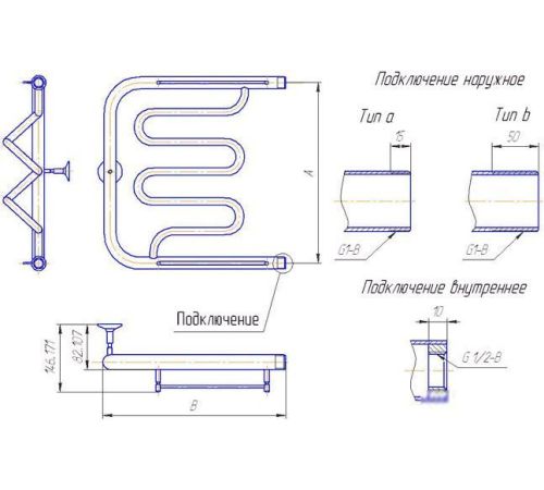 Полотенцесушитель Gloss & Reiter Twist. ПМ.3. 60Х80 1.1/4