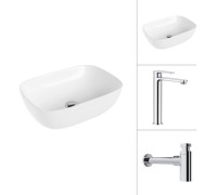 Умывальник Lauter 21493A + Moon 21СK81691C с сифоном 21635CH хром