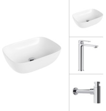 Умывальник Lauter 21493A + Moon 21СK81691C с сифоном 21635CH хром