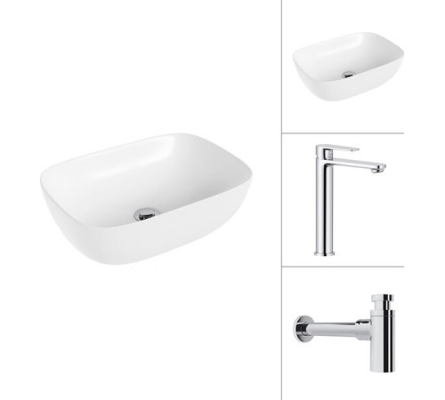 Умывальник Lauter 21493A + Moon 21СK81691C с сифоном 21635CH хром