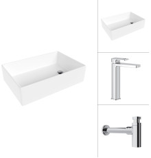 Умывальник Lauter 21518-1 + Cascade 21СК0655C с сифоном 21635CH хром
