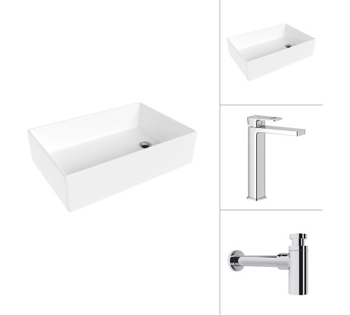 Умывальник Lauter 21518-1 + Cascade 21СК0655C с сифоном 21635CH хром